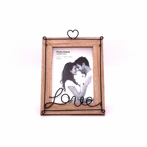 Rama foto Wire Love, Bedora, 17.5 x 24.5 cm, MDF/metal, natur/negru