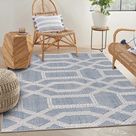 Covor, Woopamuk389, 120x180 cm, Bumbac;Poliester, Albastru