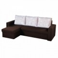 Coltar extensibil reversibil Oslo Dark Chocolate Beige Flower Bedora, cu lada de depozitare, 247x148x78 cm