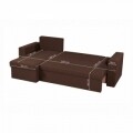 Coltar extensibil reversibil Oslo Dark Chocolate Beige Flower Bedora, cu lada de depozitare, 247x148x78 cm