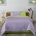 Lenjerie de pat dubla King Size Lime & Lila, 4 piese, 220 x 250 cm, 100% bumbac, verde lime/lila