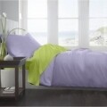 Lenjerie de pat dubla King Size Lime & Lila, 4 piese, 220 x 250 cm, 100% bumbac, verde lime/lila