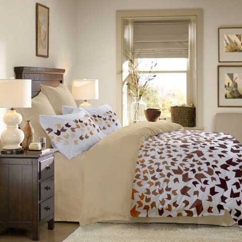 Lenjerie de pat dubla King Size Loving Matisse V.2, 6 piese, 220x250 cm, 100% bumbac, bej/maro