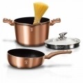 Set de gatit 3 piese, din aluminiu forjat si marmura, Berlinger Haus, Rose Gold