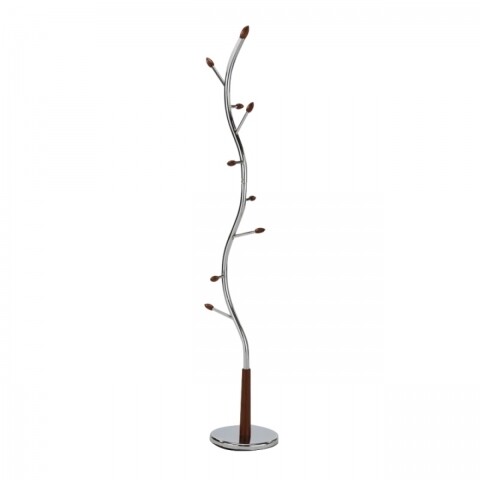 Cuier Zoro, din lemn de nuc si metal cromat, 30x30x190 cm