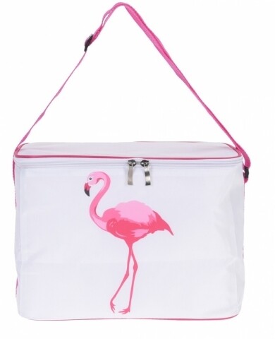 Geanta termoizolanta Flamingo, 8L, poliester, alb/roz