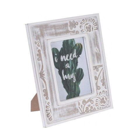 Rama foto Vintage, InArt, 28.5 x 17 x 23.5 cm, lemn, natur/alb