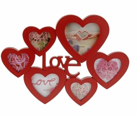 Rama foto Love, 6 fotografii, 37 x 50 cm, polipropilena, rosu