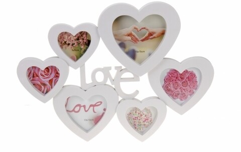 Rama foto Love, 6 fotografii, 37 x 50 cm, polipropilena, alb