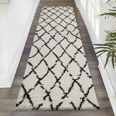 Covor, G0276M, 80x300 cm, Polipropilena, Crem/Negru