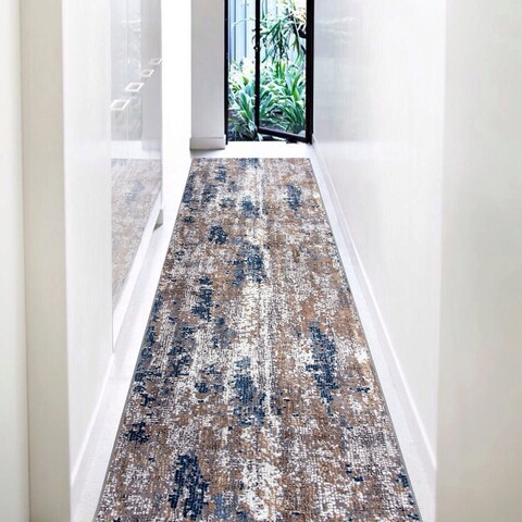 Covor, 121, 80x400 cm, Poliester, Nurca / albastru