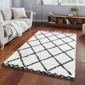 Covor, 3891A White, Negru  , 80x150 cm, Polipropilena , Alb/Negru