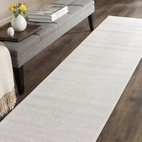 Covor, 4320A , 80x300 cm, Polipropilena, Alb