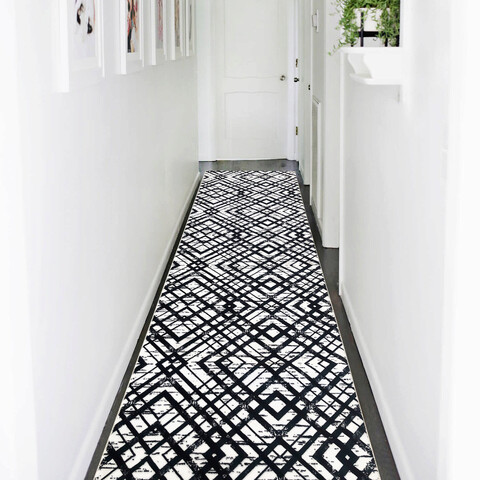 Covor, 1075, 100x150 cm, Poliester, Alb/Negru