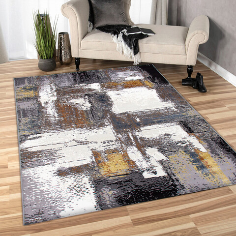 Covor, HE633, 120x170 cm, Poliester, Crem / Aur