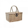 Cos de picnic pentru 4 persoane, DKD Home Decor, 41 x 33 x 23 cm  , rachita/inox/poliester, natural/albastru