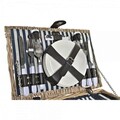 Cos de picnic pentru 4 persoane, DKD Home Decor, 41 x 33 x 23 cm  , rachita/inox/poliester, natural/albastru