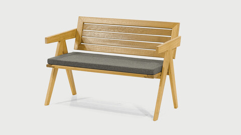 Scaun, My Interior, Geneva Double, 117 x 59 x 83 cm, lemn Iroko/textil, maro/antracit