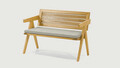 Scaun, My Interior, Geneva Double, 117 x 59 x 83 cm, lemn Iroko/textil, maro/gri