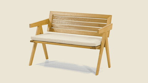 Scaun, My Interior, Geneva Double, 117 x 59 x 83 cm, lemn Iroko/textil, maro/crem