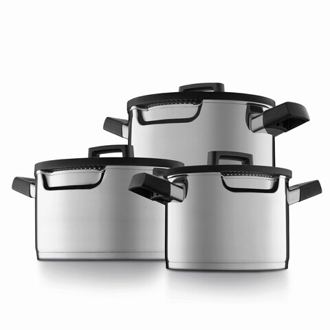 Set vase pentru gatit 6 piese BergHOFF, Gem Downdraft, 4.2 L, 5.7 L, 8.8 L, inox