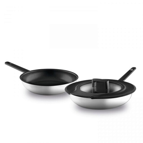 Set vase pentru gatit 3 piese BergHOFF, Gem Downdraft, 24 cm, 28 cm, inox