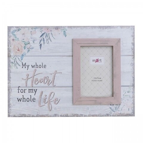 Rama foto Heart, InArt, 25 x 35 cm, lemn, alb/roz