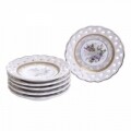 Set serviciu pentru desert InArt, 6 piese, portelan, Purple Roses