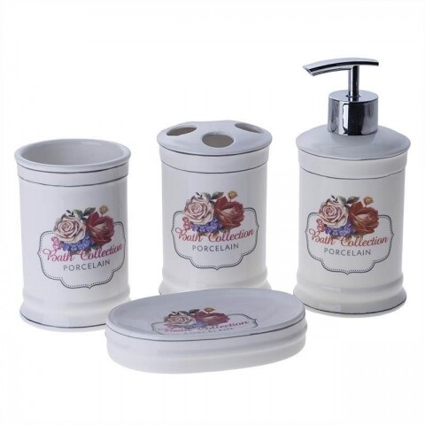 Set de baie InArt, 4 piese, portelan, Bath Collection Roses