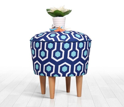 Taburet, Atelier del Sofa, 209FLF1274, Albastru/Alb