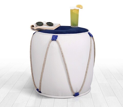 Taburet, Atelier del Sofa, 209FLF1287, Albastru/Alb