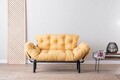 Canapea extensibila 2 locuri, Futon, 859FTN1245, Metal, Galben mustar