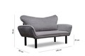 Canapea extensibila 2 locuri, Futon, 859FTN1229, Metal, Gri