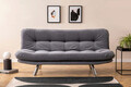 Canapea extensibila cu 3 locuri, Futon, 859FTN2802, Metal, Gri