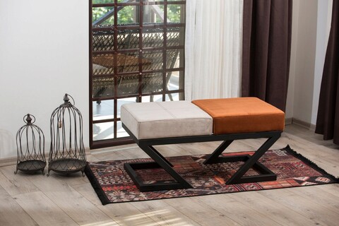 Taburet, Atelier del Sofa, 591GRC1136, Bej / Portocaliu / Maro