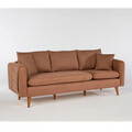Canapea 3 locuri, Unique Design, 867UNQ1354, Lemn de pin, Maro
