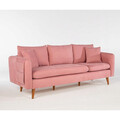 Canapea 3 locuri, Unique Design, 867UNQ1356, Lemn de pin, Roz