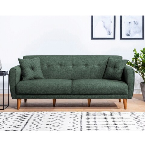 Canapea extensibila cu 3 locuri, Unique Design, 867UNQ1361, Lemn de carpen, Verde