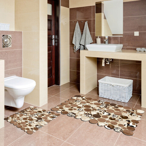 Set covorase de baie 2 piese, Alanur Home, 21013015KA, Poliester, Maro