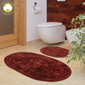 Set covorase de baie 2 piese, Alanur Home, Damaks-O, Bumbac, Rosu claret