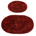 Set covorase de baie 2 piese, Alanur Home, Damaks-O, Bumbac, Rosu claret