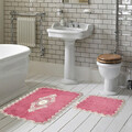 Set covorase de baie 2 piese, Alanur Home, Selonya D, Poliester, Fucsia