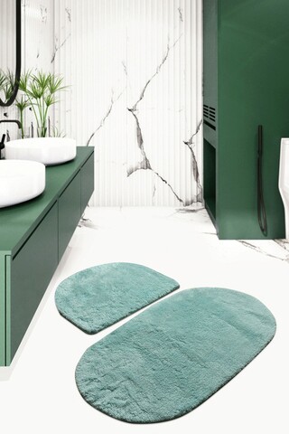 Set covorase de baie 2 piese, Chilai Home by Alessia, Colors of Oval, Acril, Verde menta