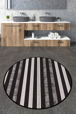 Covoras de baie, L'essentiel Maison, Barcode Circle Djt 80, Multicolor