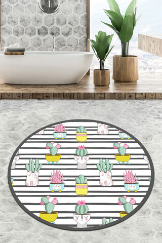 Covoras de baie, L'essentiel Maison, Catinus Cactus Circle Djt 80, Multicolor