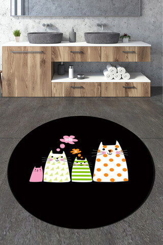 Covoras de baie, L'essentiel Maison, Four Cats Circle Djt 80, Multicolor