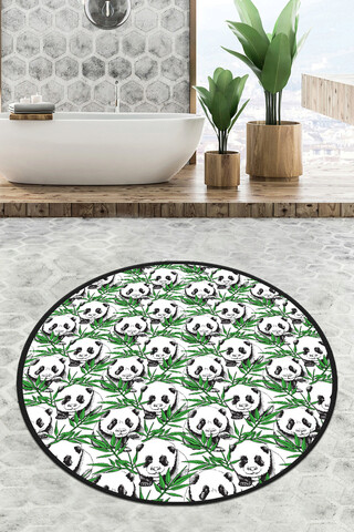 Covoras de baie, L'essentiel Maison, Green Panda Circle Djt 80, Multicolor