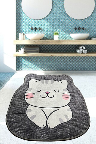 Covoras de baie, L'essentiel Maison, Neko (80 cm), 80x80 cm, Poliester, Gri