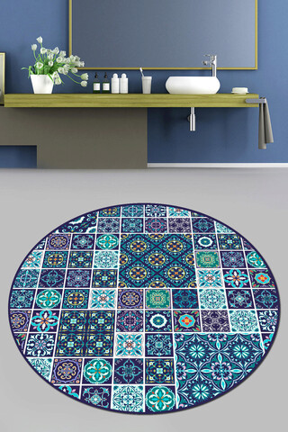 Covoras de baie, L'essentiel Maison, Carres Bleus (80 cm), Multicolor