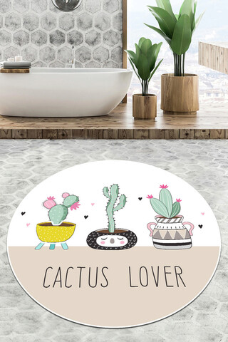 Covoras de baie, L'essentiel Maison, Pink Cactus Djt (80 cm), Multicolor